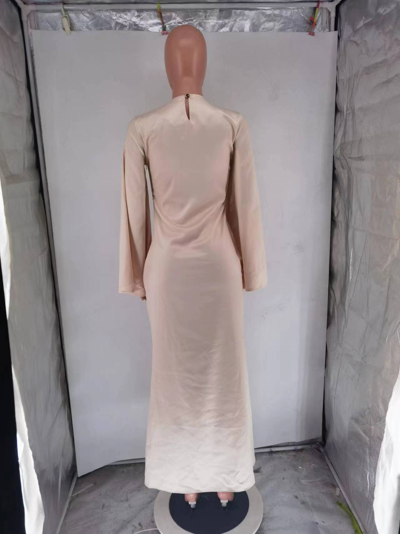 Women's Fashion Elegant Solid Color Satin Long Dress 20