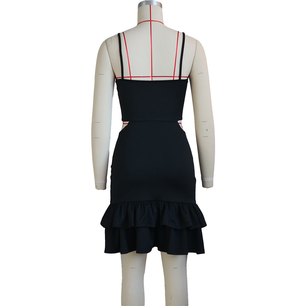 Women Casual Strap Ruffle Bodycon Dress 9