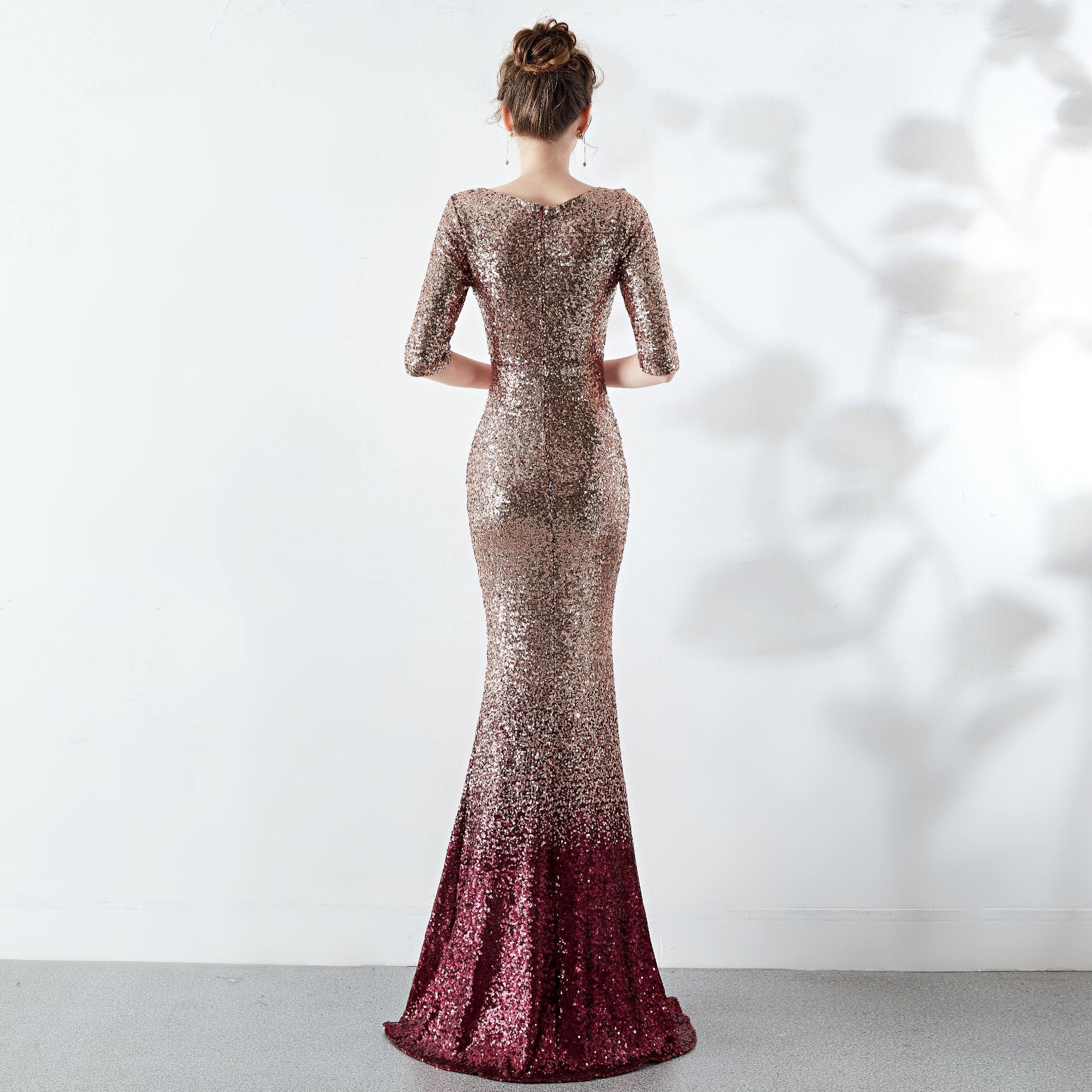 Women Sequin Formal Party Elegant Mermaid Skirt Maxi Evening Dress 7