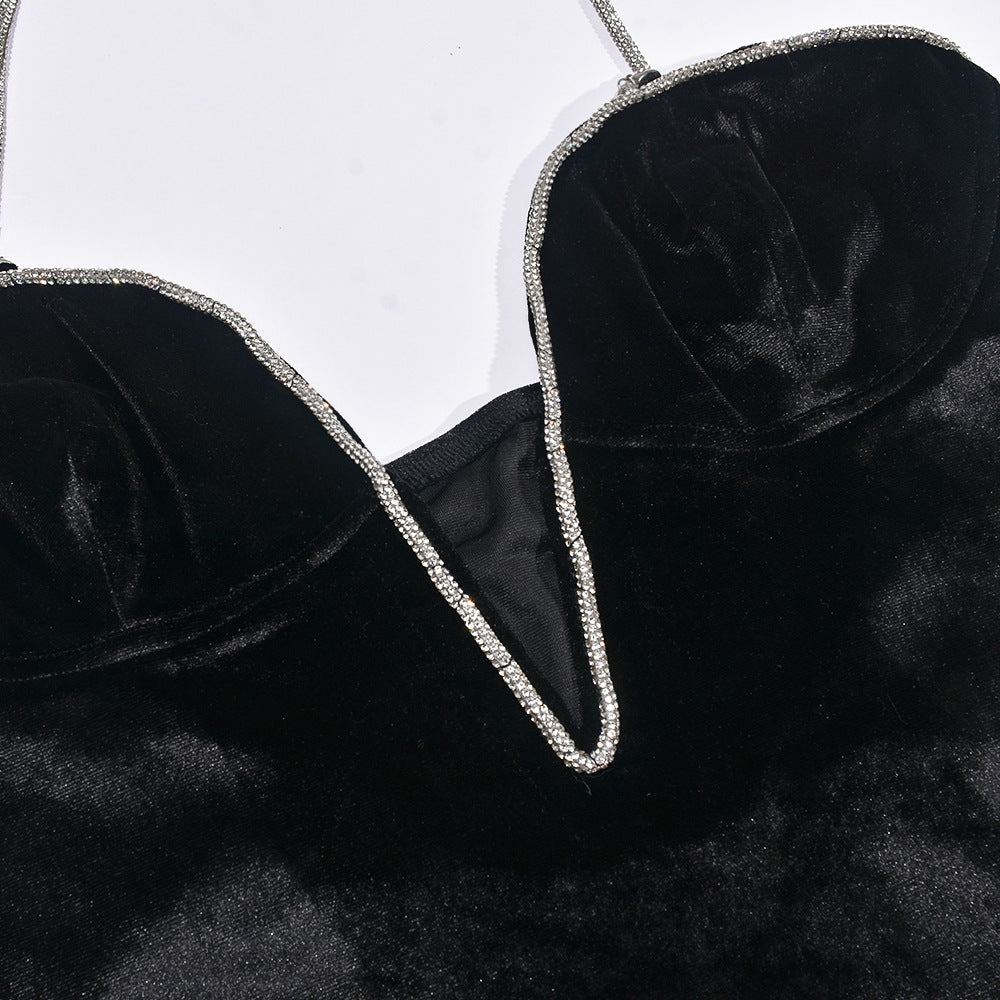 Women Summer Contrast Color V Neck Suspender Dress 24