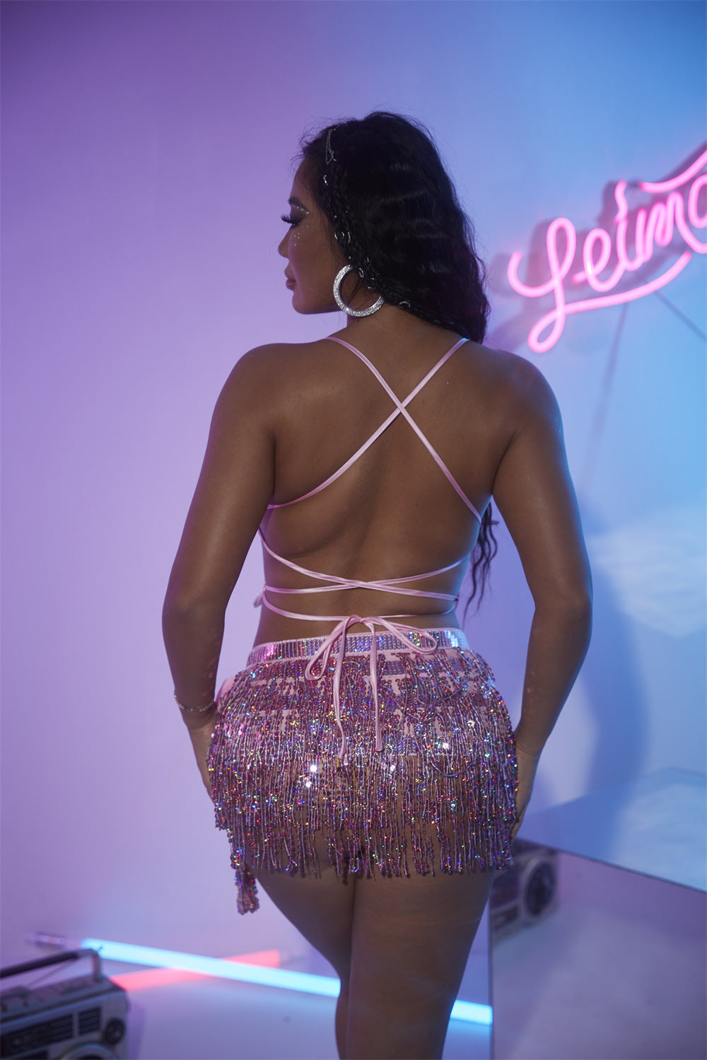sequin bra tassel skirt nightclub women's clothing 5