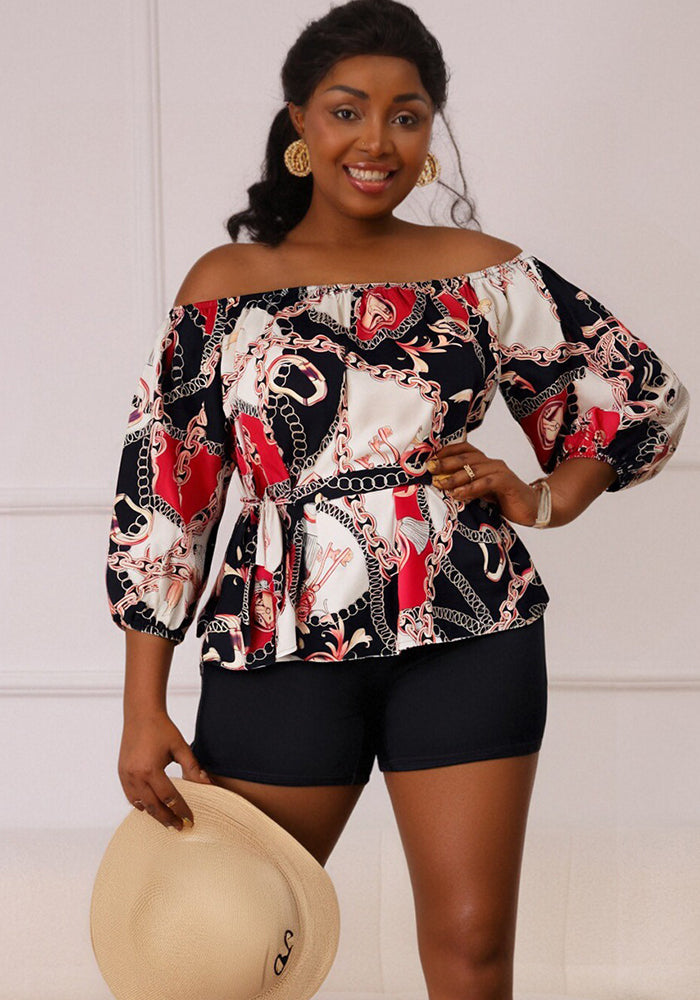 Plus Size Women spring and summer sexy Off Shoulder Top and two-piece set