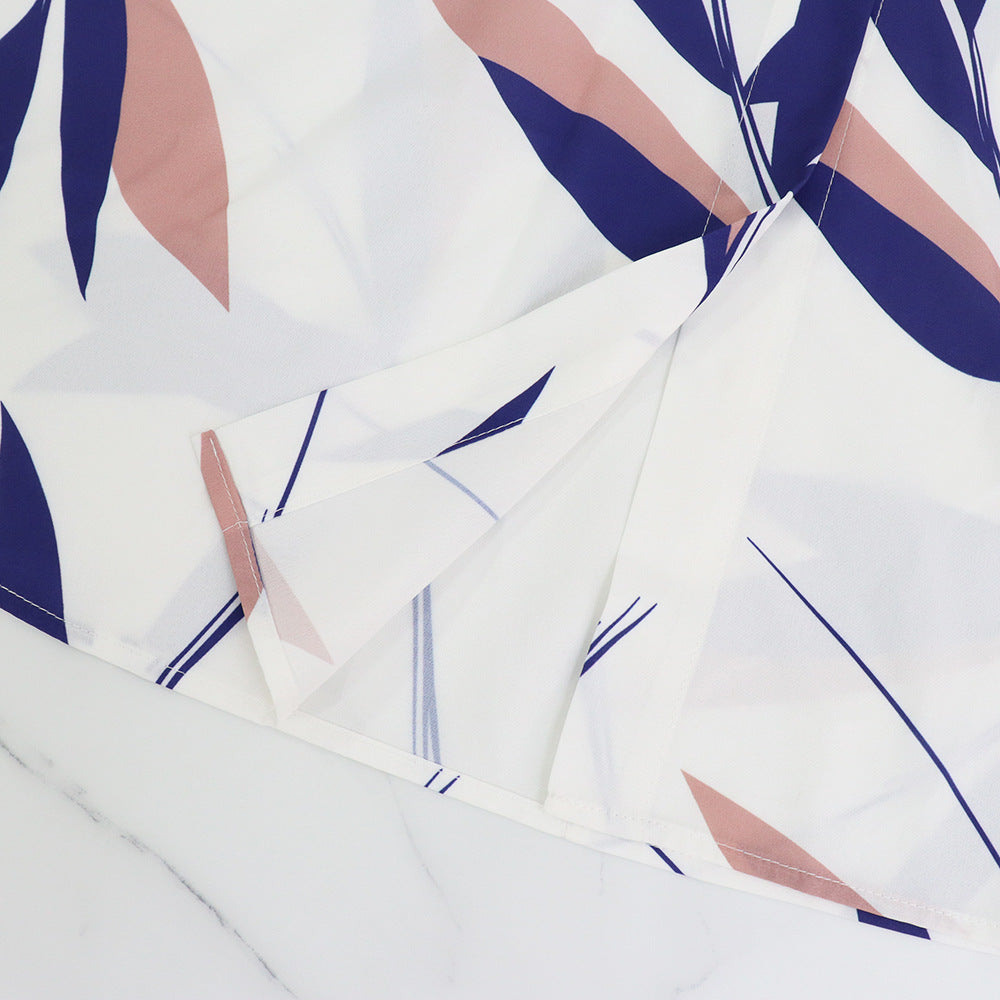 Chic V Neck Short Sleeve Slim High Waist Button Long Dress 10