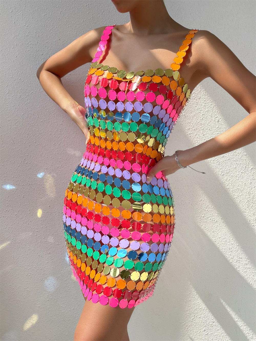Summer Party Multicolor Sexy Sequin Club Dress 5