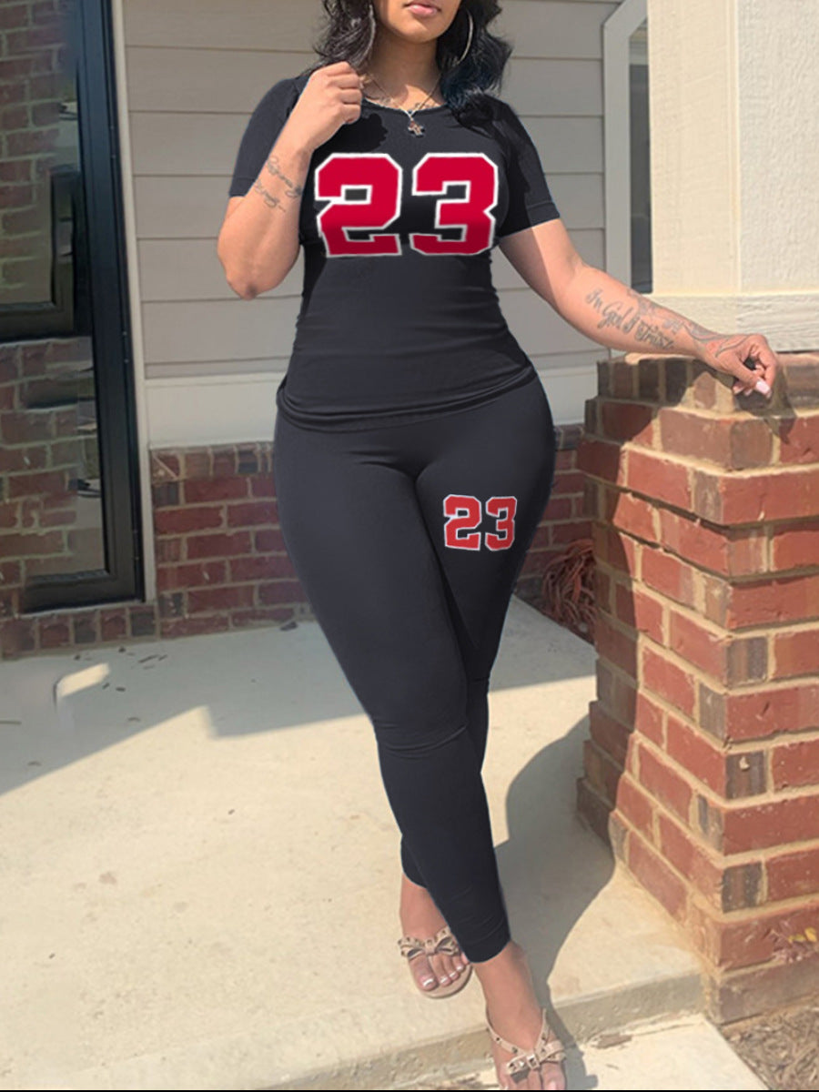 Women Print Style Top and Pant Casual Two-piece Set 5