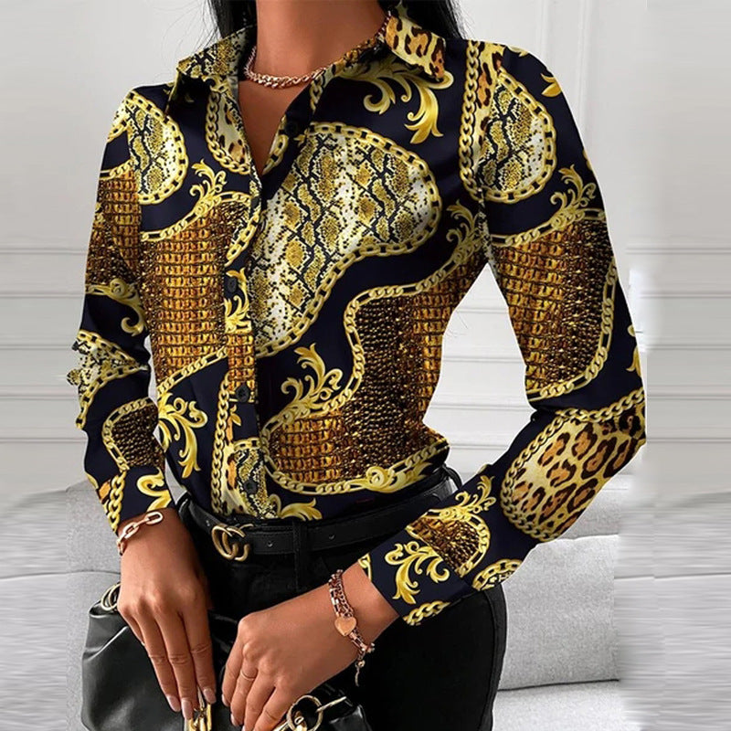 Women long-sleeved elegant printed shirt 25