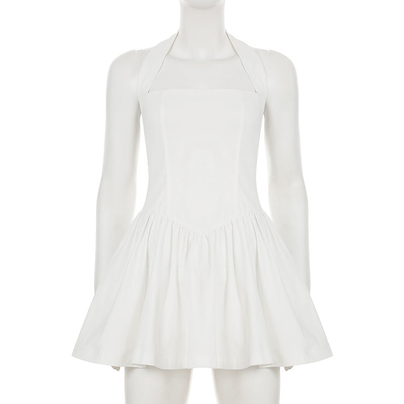 Women pleated Patchwork Mini Strap Dress 6