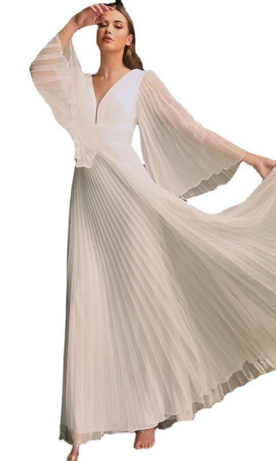 Women Sexy Deep V Long Sleeve Dress 9