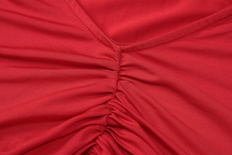 Women Summer Sexy Lace Ribbon Pleated Backless Dress 21