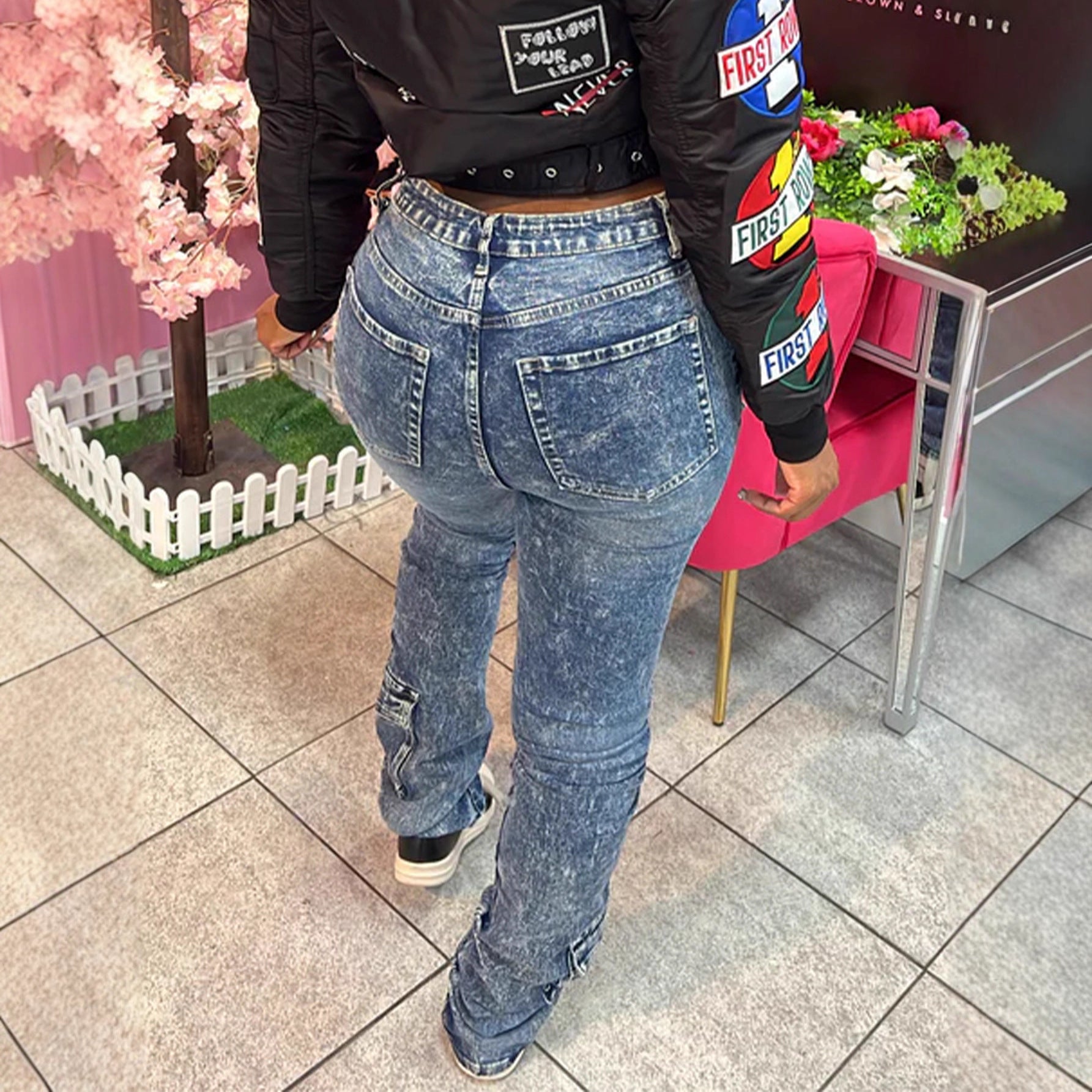 Women Stretchy Cargo Denim Pant 3