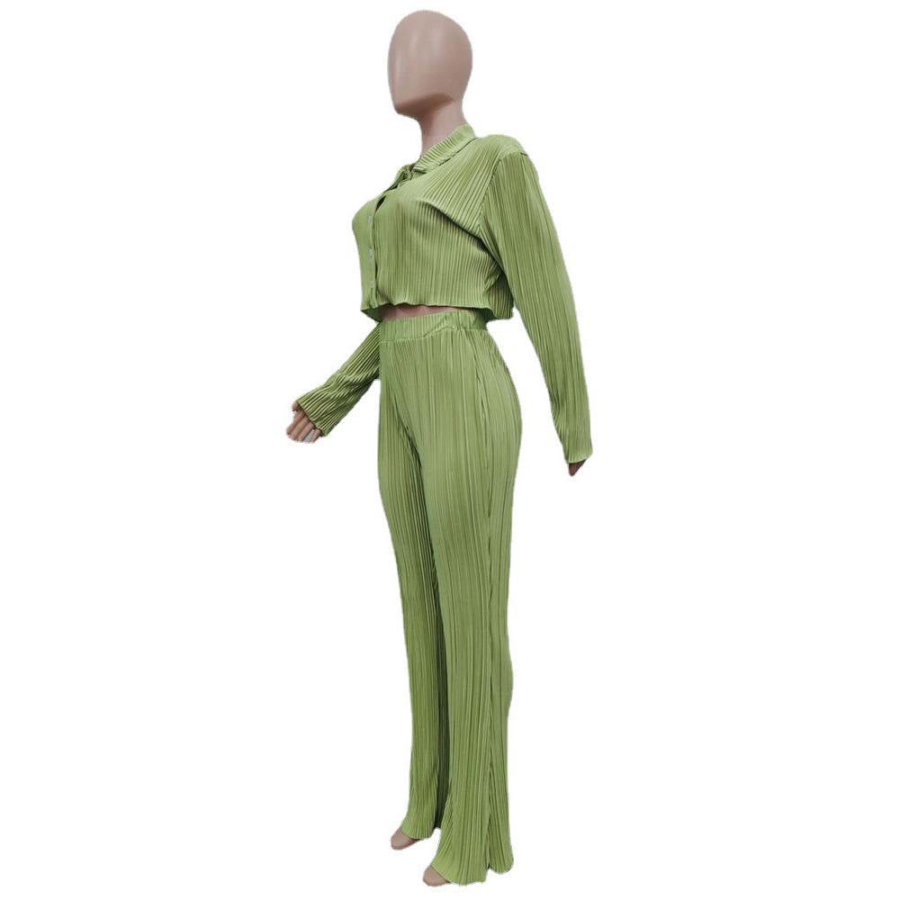 Sexy women's shiny shrunken solid color shirt suit 7