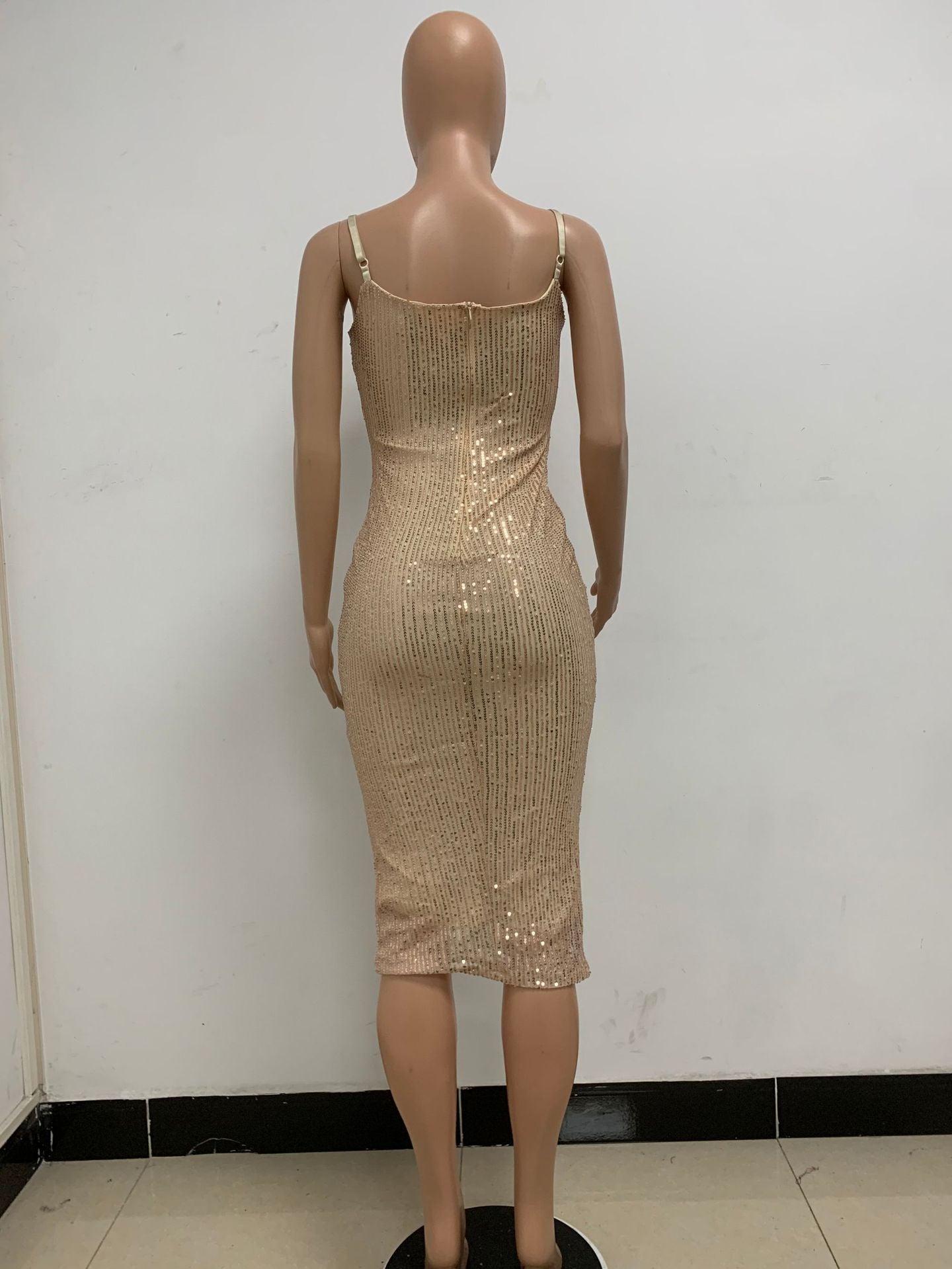 Summer Women's Sleeveless Low Back Straps Sequin Party Dress 82