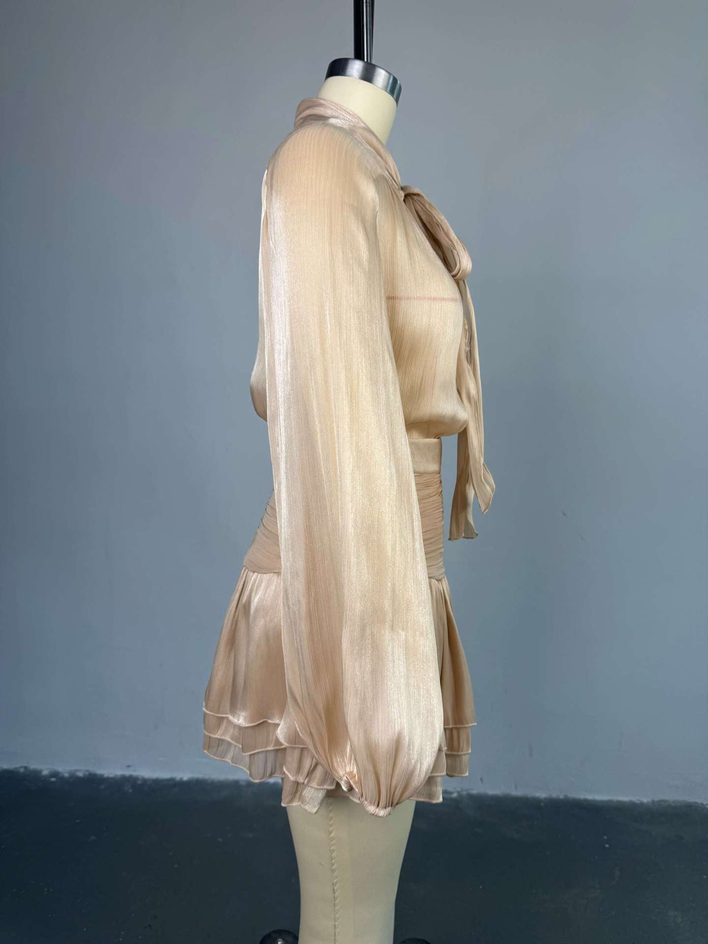 Women Bow Tie Top and Pleated Skirt Casual Two Piece Set 12