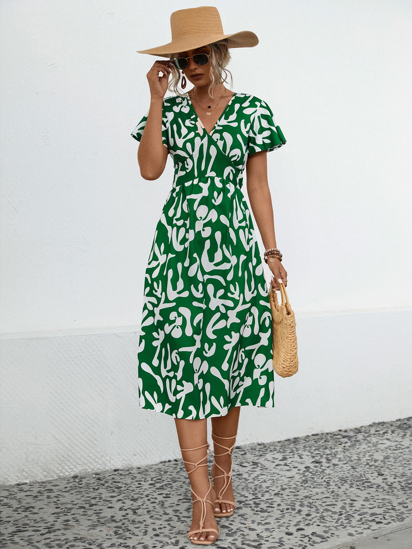 Women Spring Summer v-neck dress