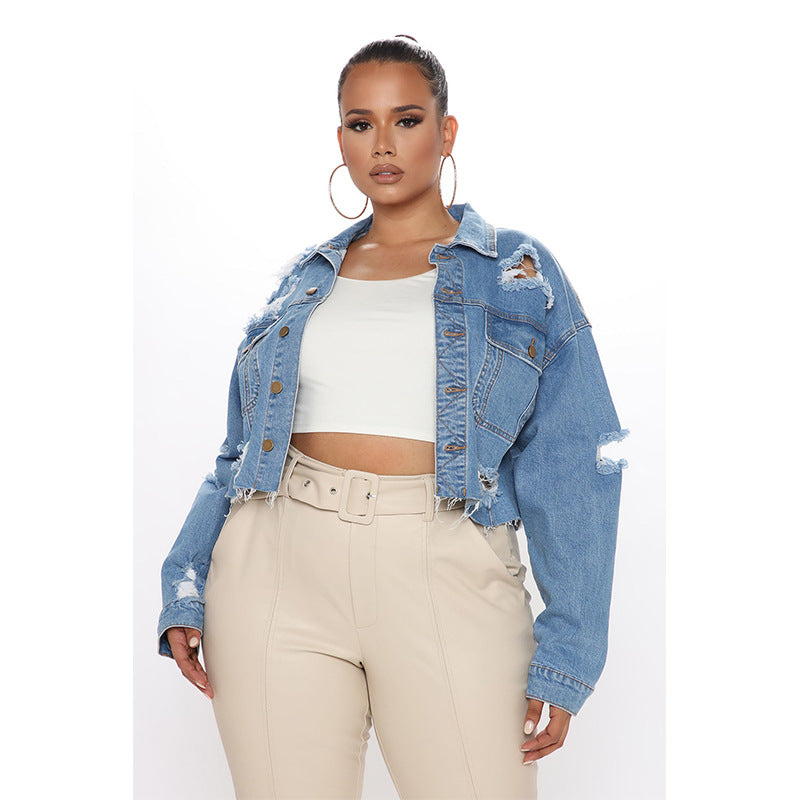 Women Ripped Denim Jacket 3