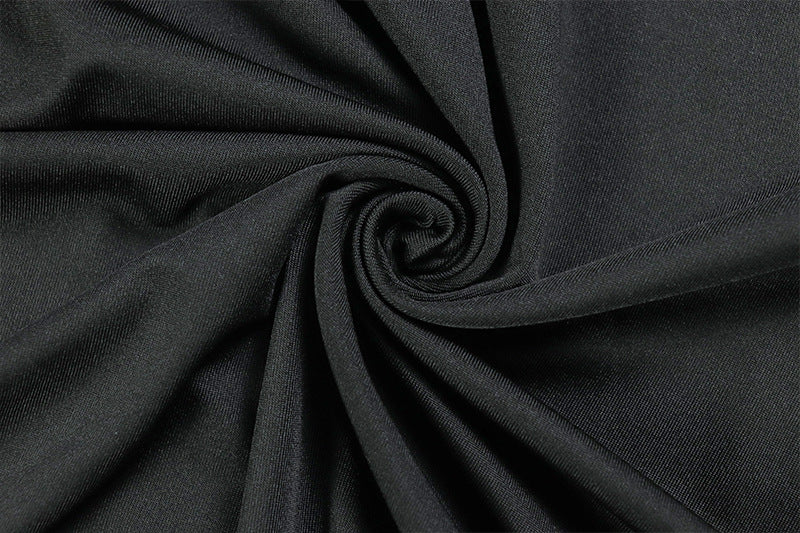 Women's Elegant Chic Solid Slim-Waist Pleated Halter Neck V-Neck Short Dress 17