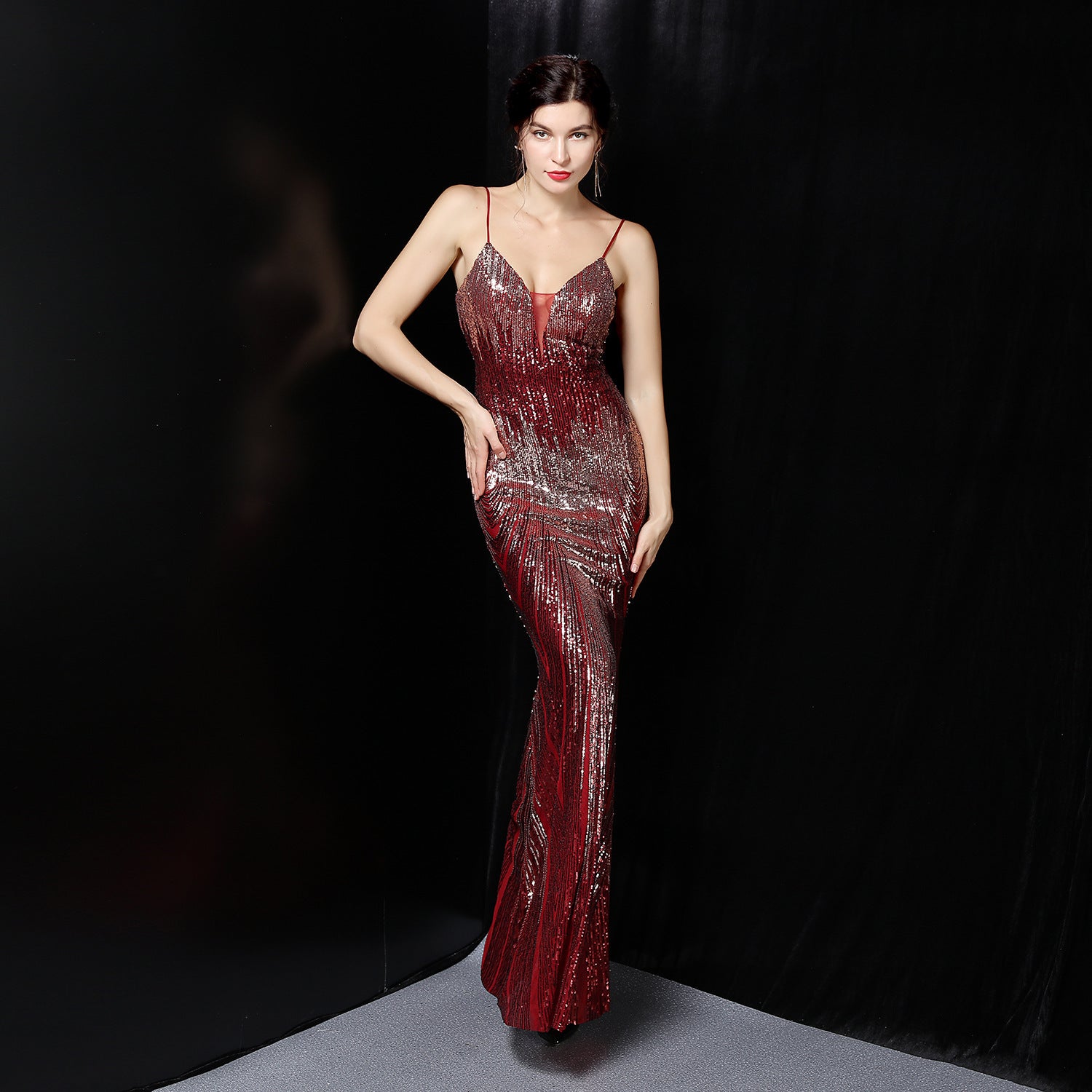 Summer Sheer Sequin Strap Mermaid Evening Dress 14