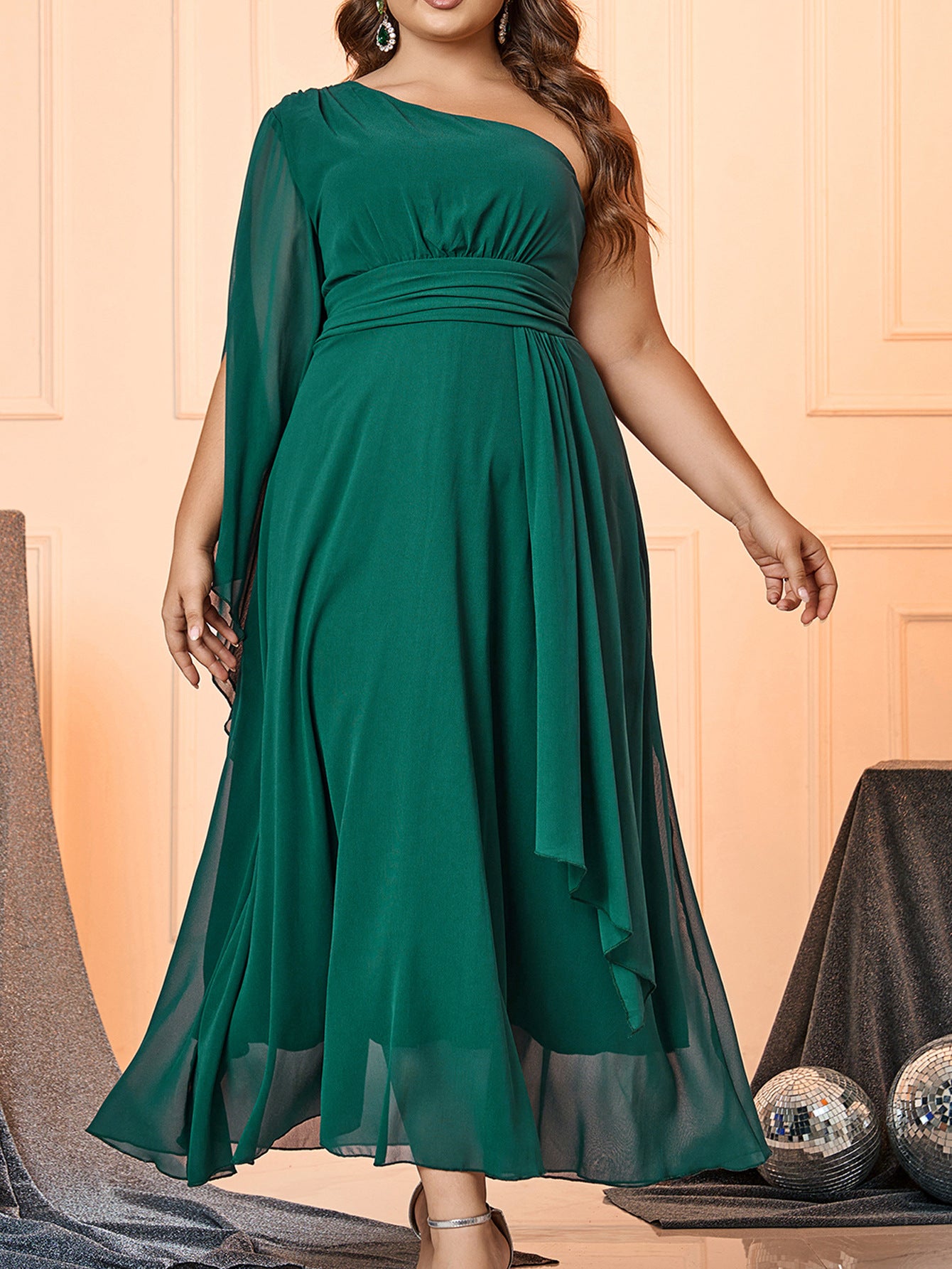 Summer Women's Chiffon Slash Shoulder Plus Size Formal Party Dress 3
