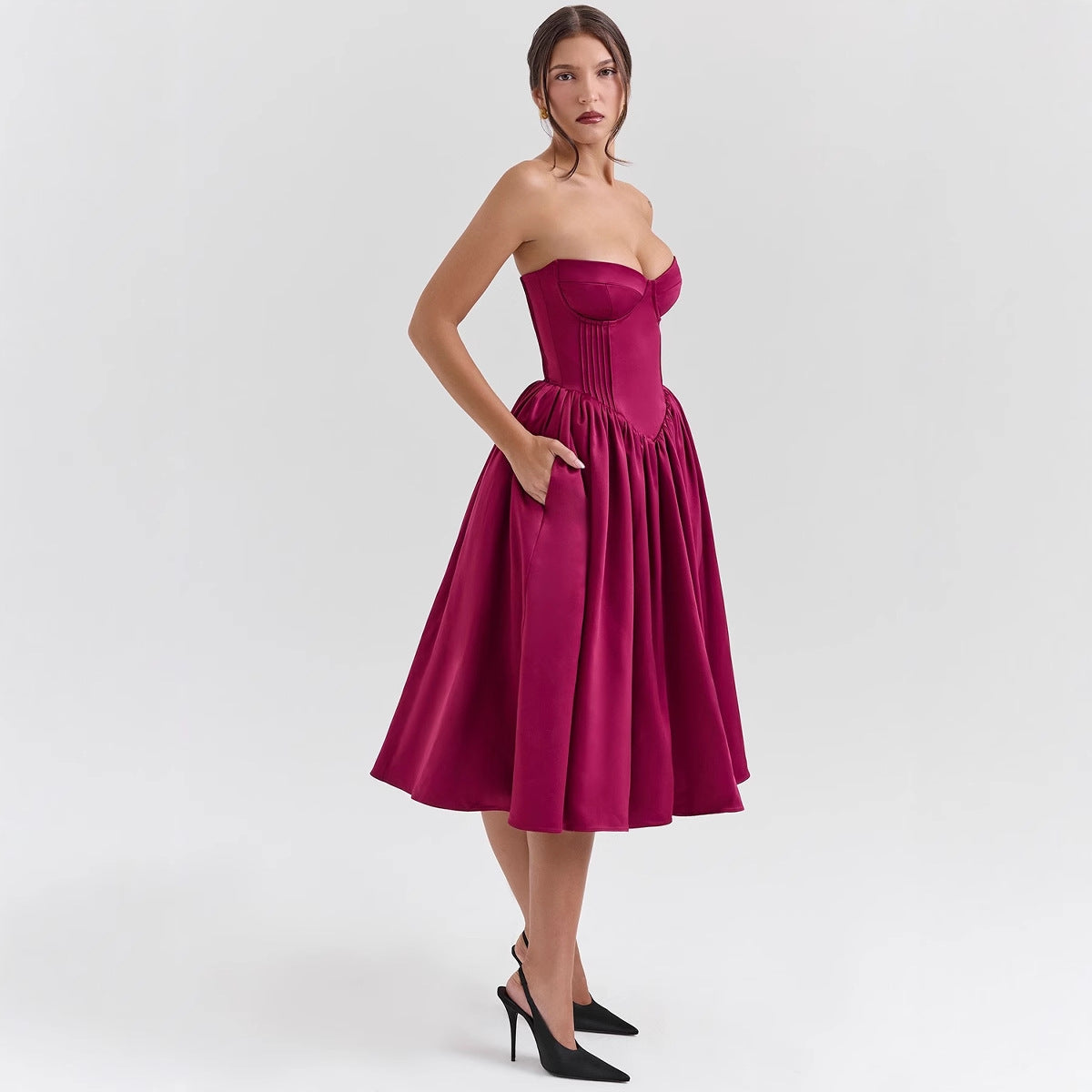 Women's Summer Chic & Elegant Strapless Midi Dress 5