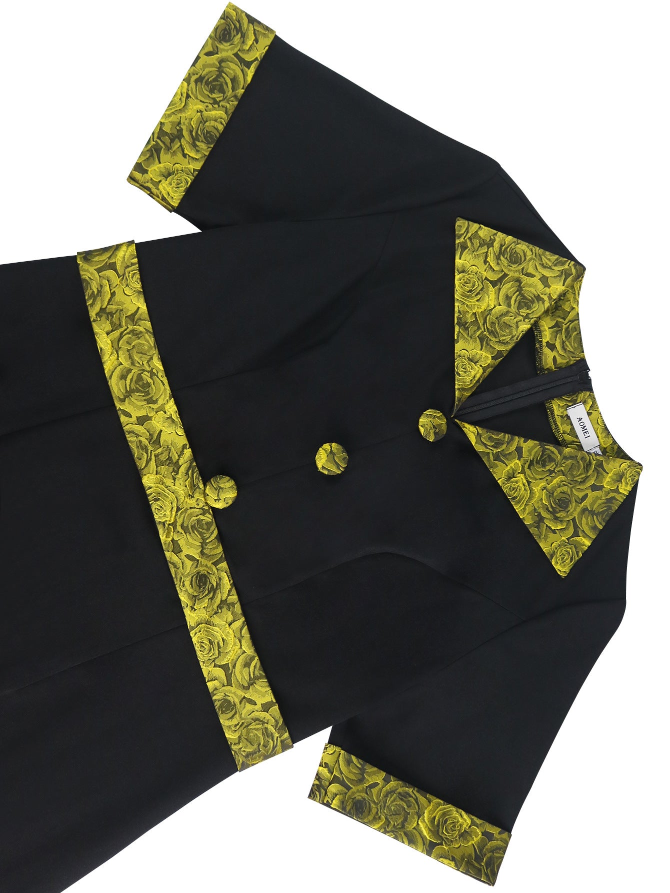 Plus Size Contrast Color Turndown Collar Slim Waist Fashion Elegant Slit Bodycon Dress 5