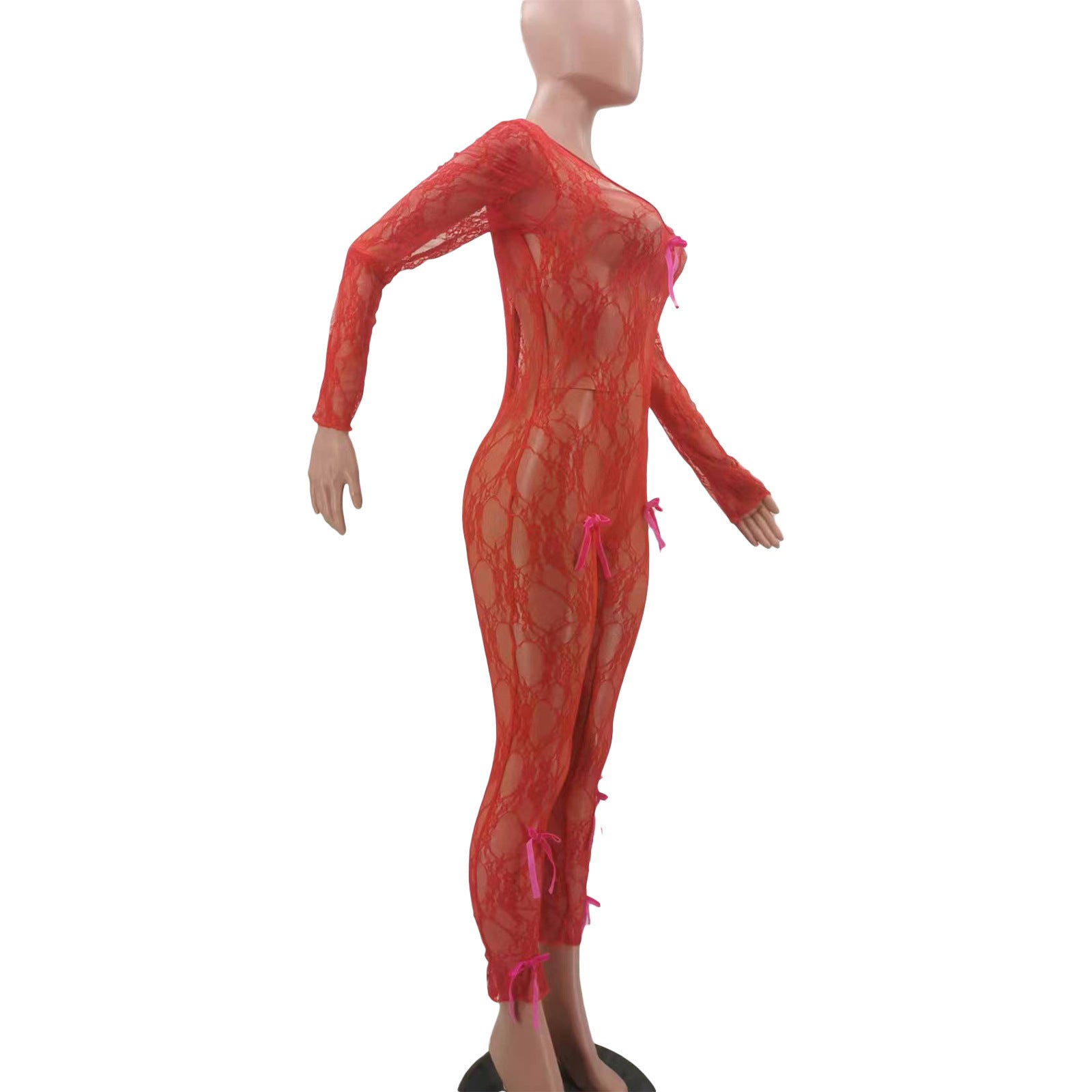 Women's Clothing Sexy Bow Lace Jumpsuit 14