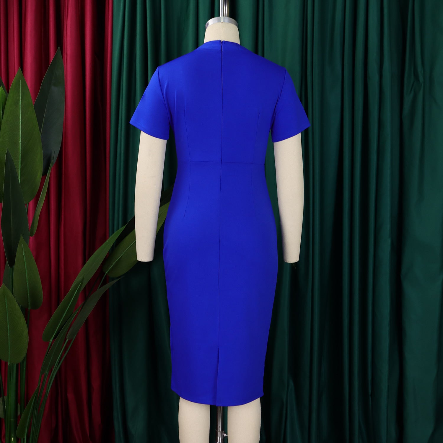 Women Chic Short Sleeve Half Turtleneck Bodycon Dress 11