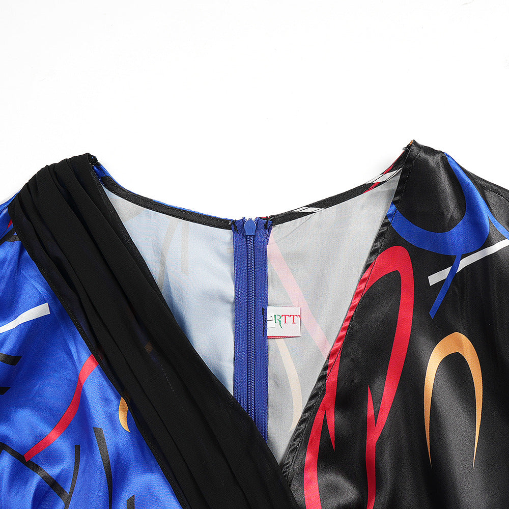 Africa Women's Muslim Color Block Print Plus Size Long Dress 18