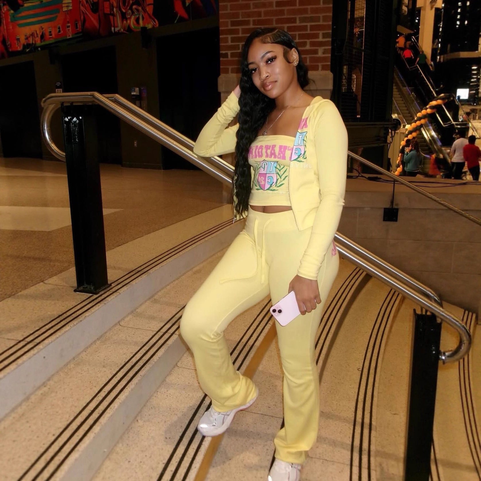 Sexy Elastic Waist Tie Hoodie Pants Casual Sporty Set Women Three-Piece Outfit 7