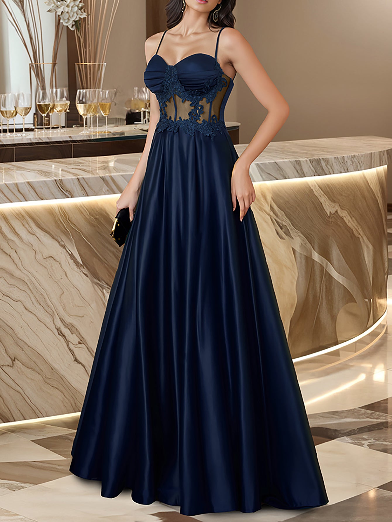 Elegant Strapless Floor-Length Gown Formal Party Chic Evening Dress 3