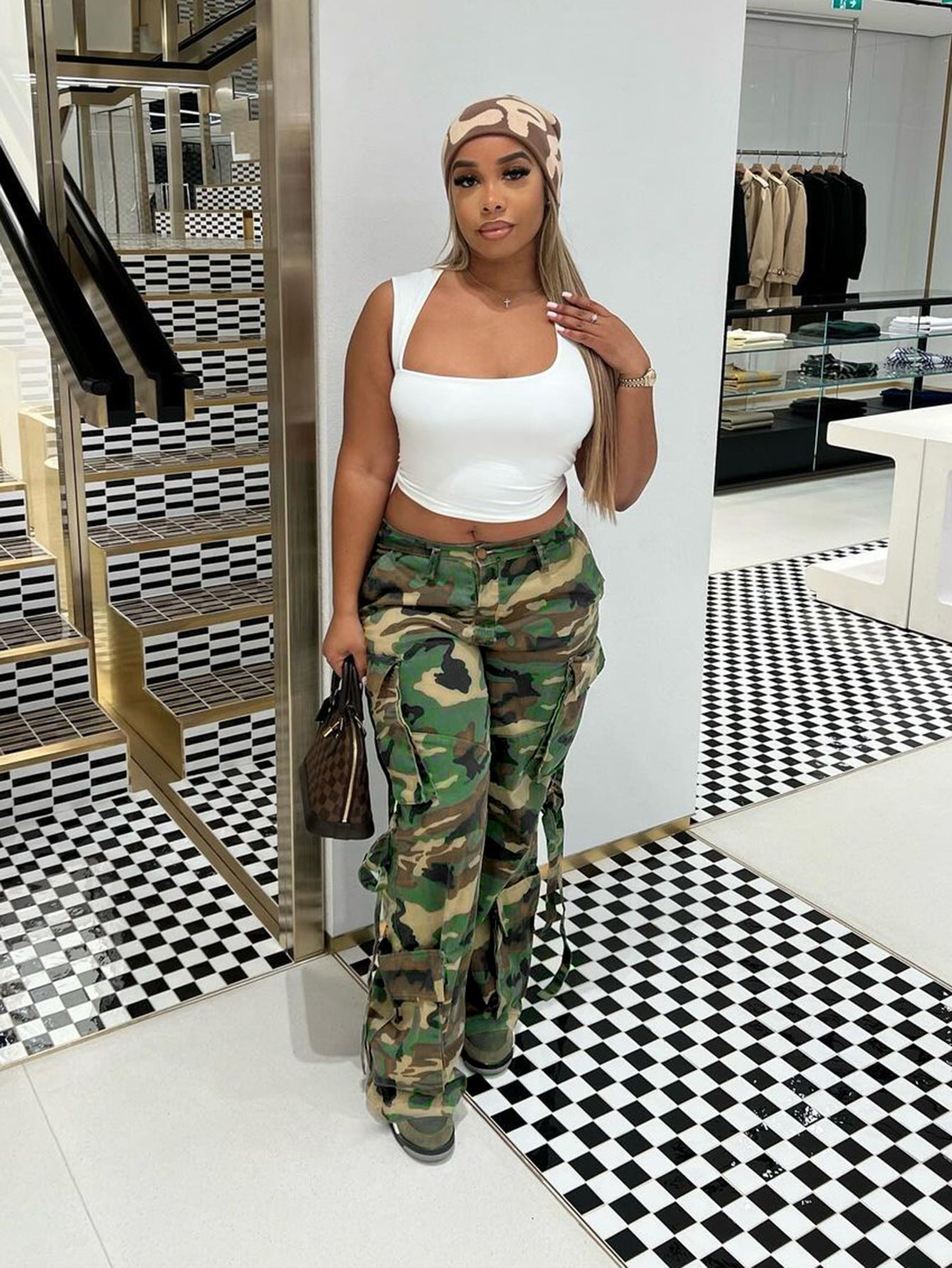 Women Casual Camouflage Print Street Style Cargo Pants 3