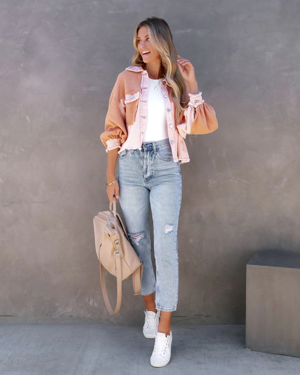 Autumn Winter Waffle Patchwork Casual Fashion Jacket 25