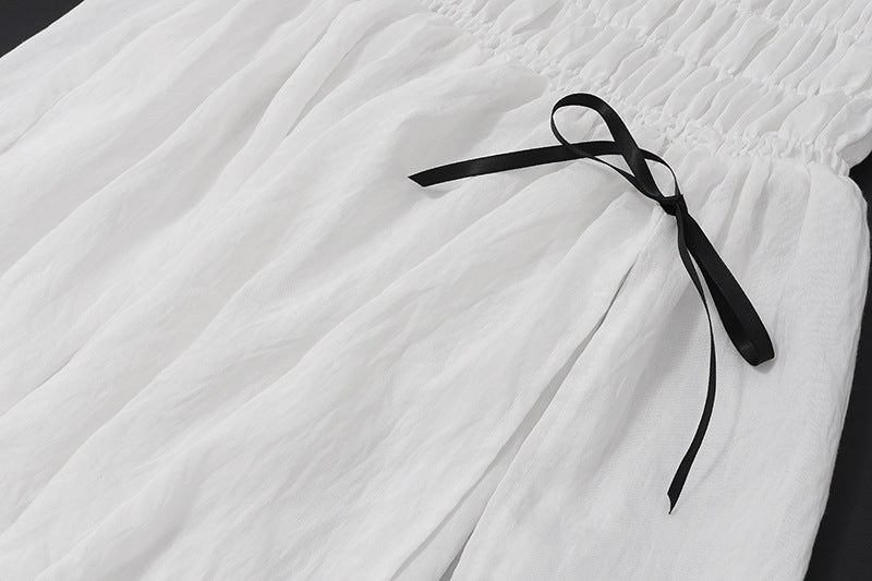 Women summer new sexy Chic Holidays Off Shoulder pleated top slit skirt set 14