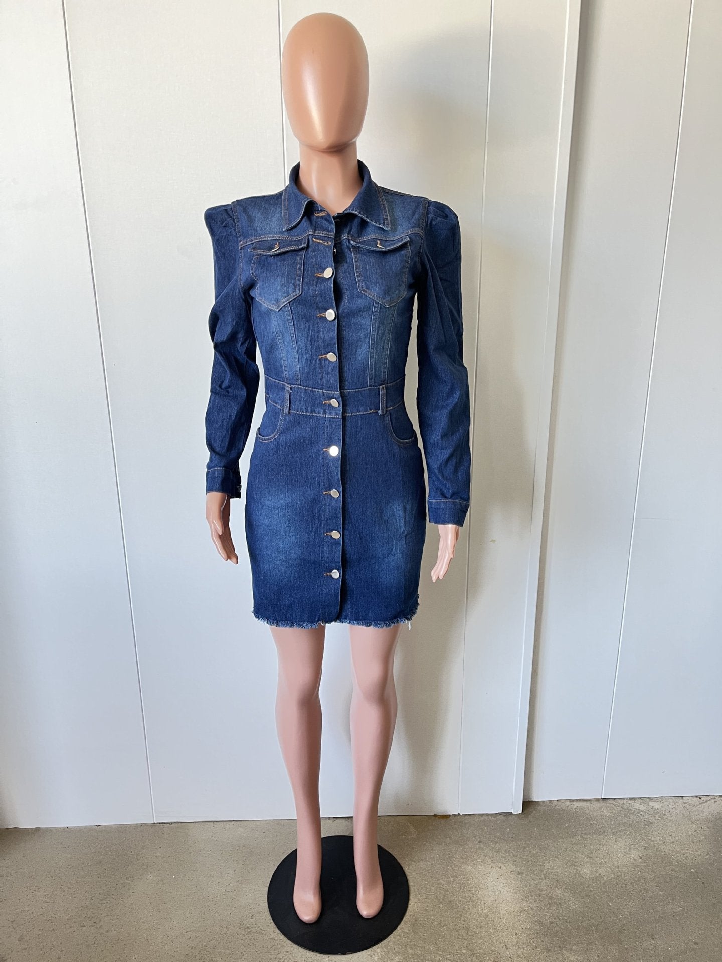 Sexy Fashion Women's Long Sleeve Denim Dress 8