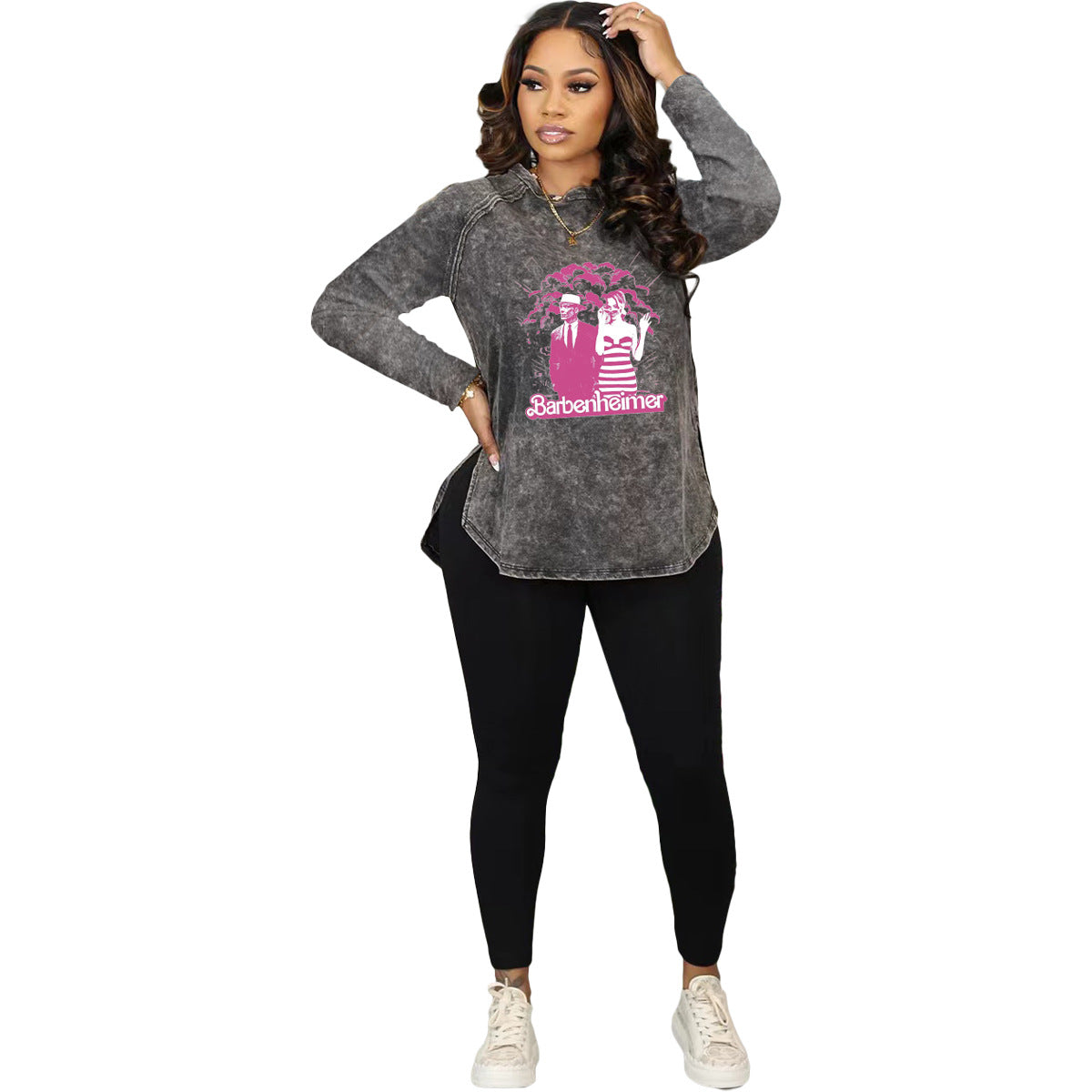 Fashion Women's Printed Casual Long Sleeve T-Shirt Pants Sports Two Piece Set 7