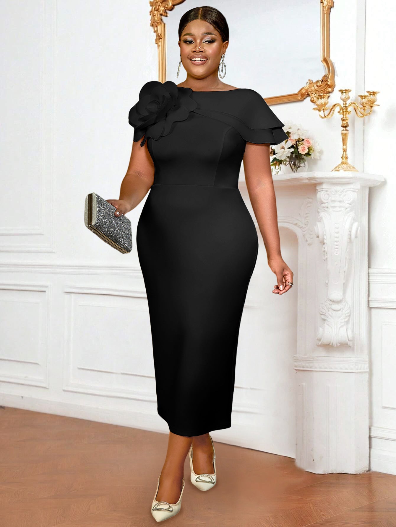 Women Formal Party Round Neck Sleeveless Floral Dress 18