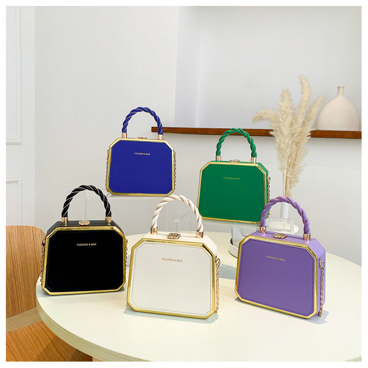Small Bag Women's Fashion Chain Bag Hard Shell Handbag Shoulder Crossbody Box Bag 16