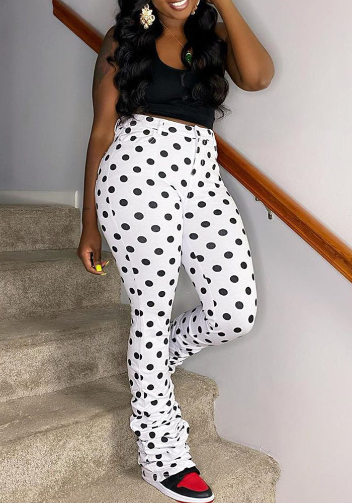 Women's Spring polka dot Ruched fashion casual trousers