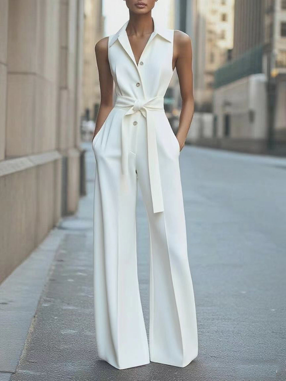 Women Career Sleeveless Jumpsuit 6