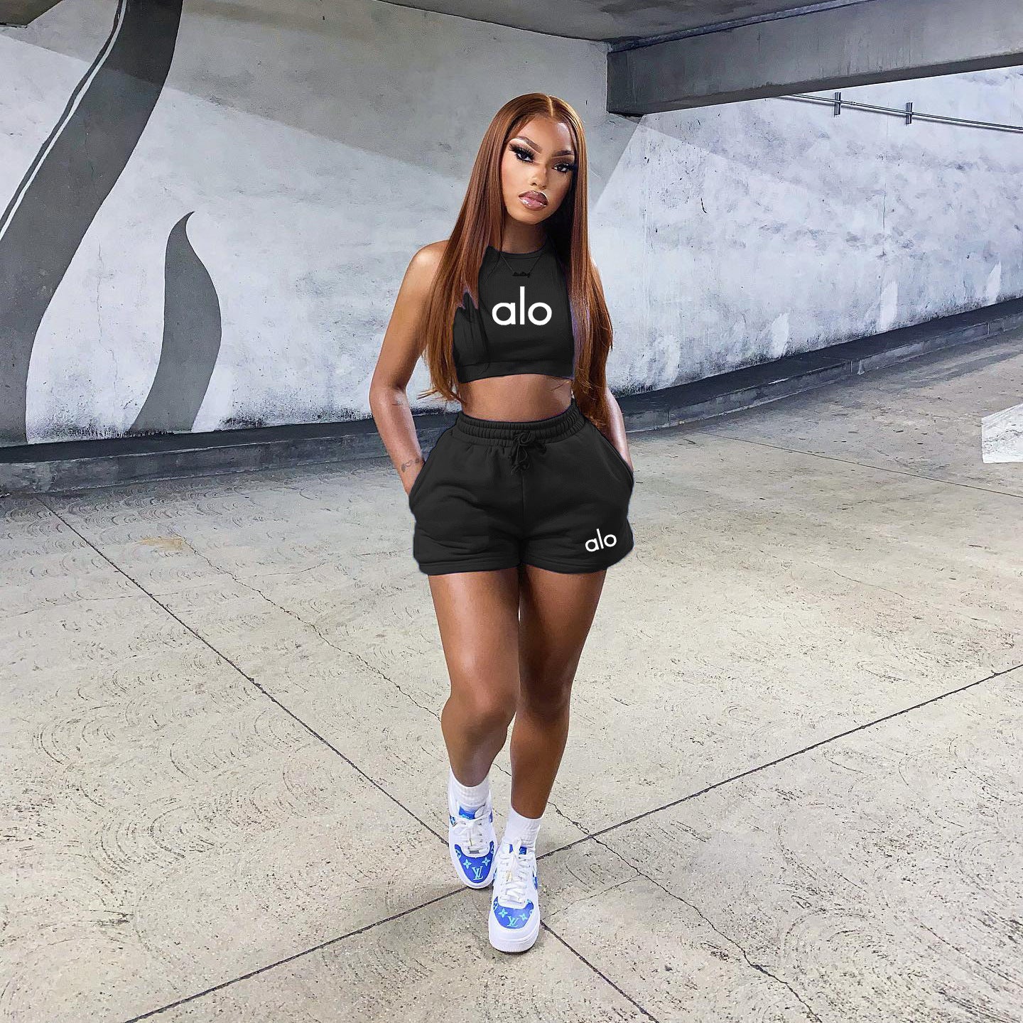 Summer Women's Fashion Casual Sports Tracksuit Sleeveless Vest & Shorts Two-Piece Set 10