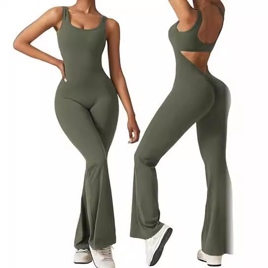 Women Sexy Sleeveless Backless Bell Bottom Jumpsuit 10