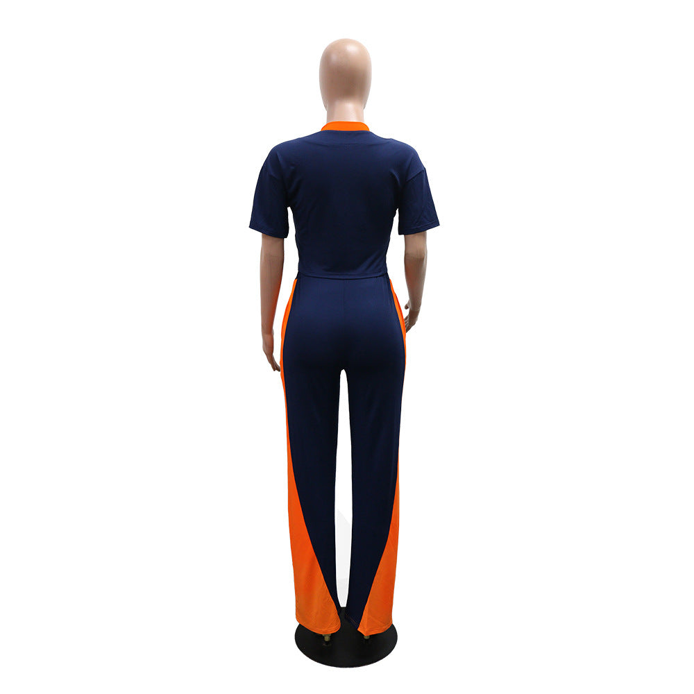 Casual Short Sleeve Top Slim Pants Two Piece Set 6