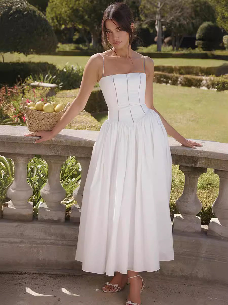 Women summer suspender sleeveless print dress 5