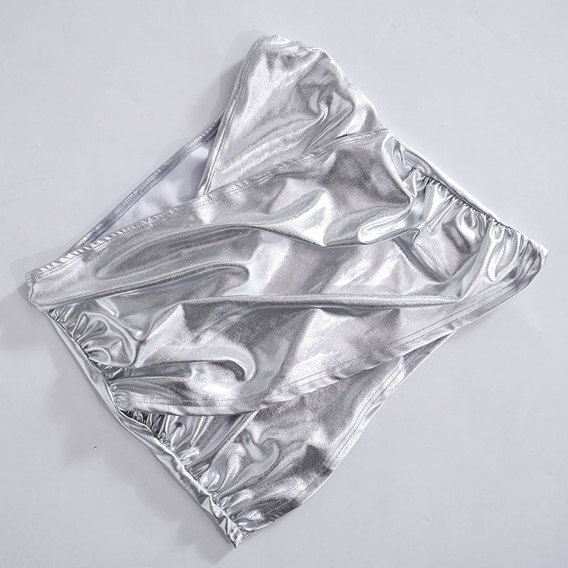 Women's Spring Summer PU Leather Bodycon Slit Casual Ultra Short Skirt 10