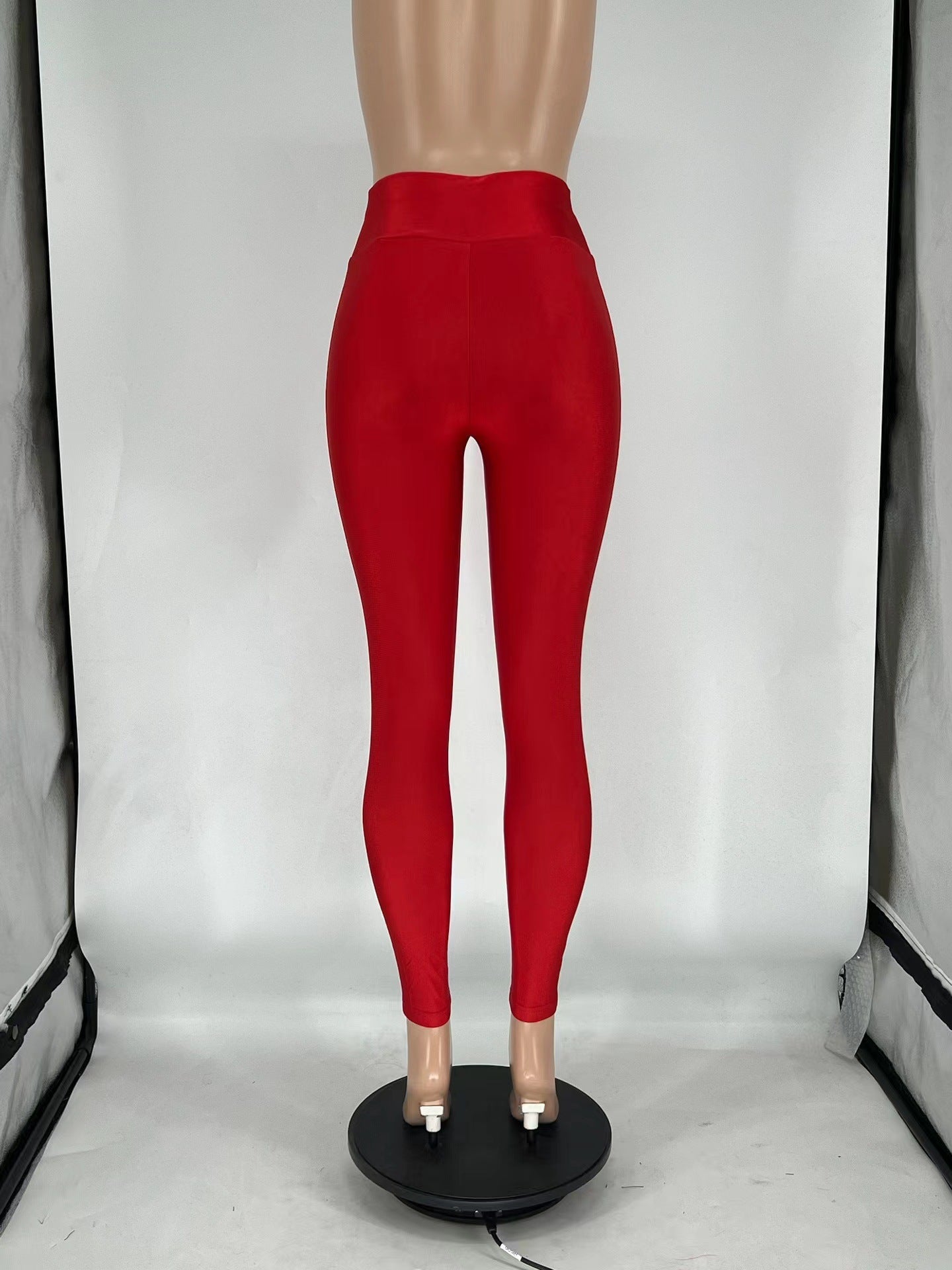 Multi-Color High-Waist Solid Color Zip Basic Tight Fitting Athletic Casual Pants 12