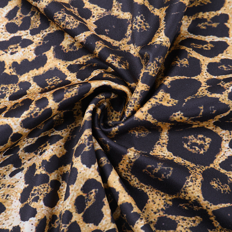 Women Fall V-Neck Leopard Print Crossover Lace-Up Dress 16