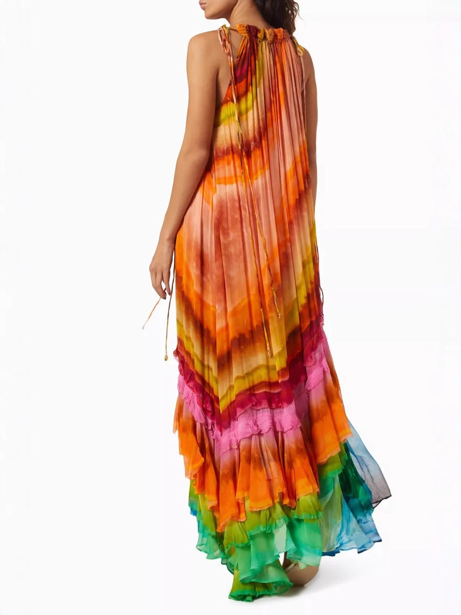 Fashion Print Sleeveless loose Tulle Puffy Cake Dress 3