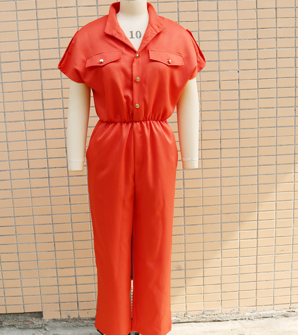 Summer Women loose single breasted jumpsuit 11