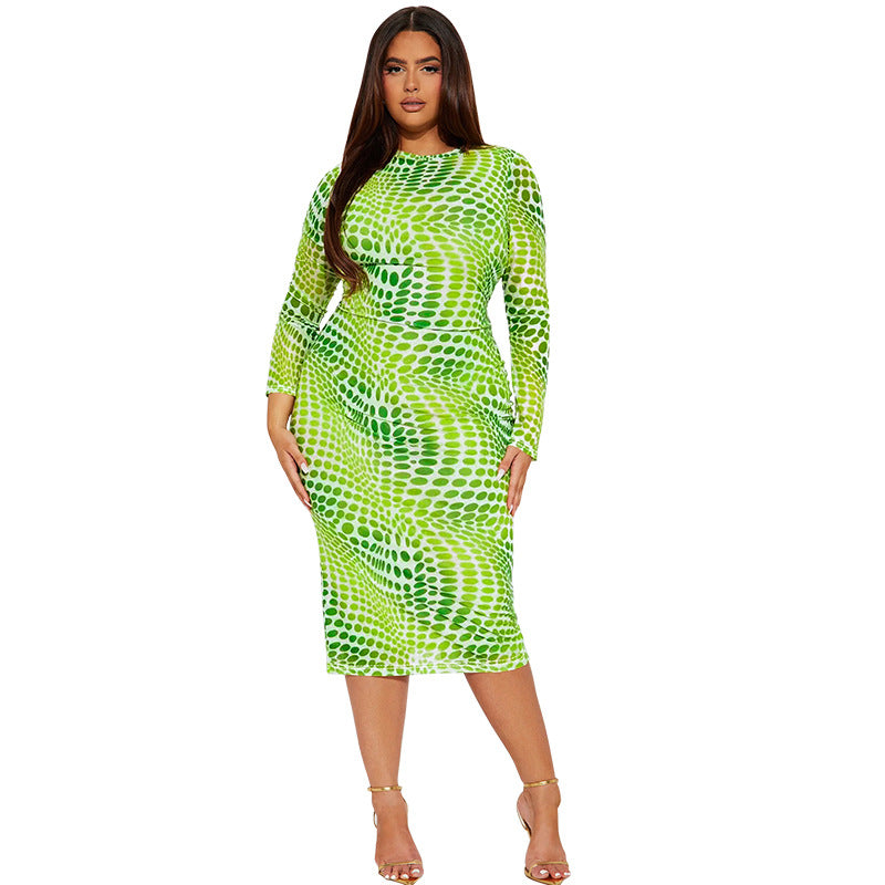 Plus Size Women Long Sleeve Slit Half Turtleneck Dress 6