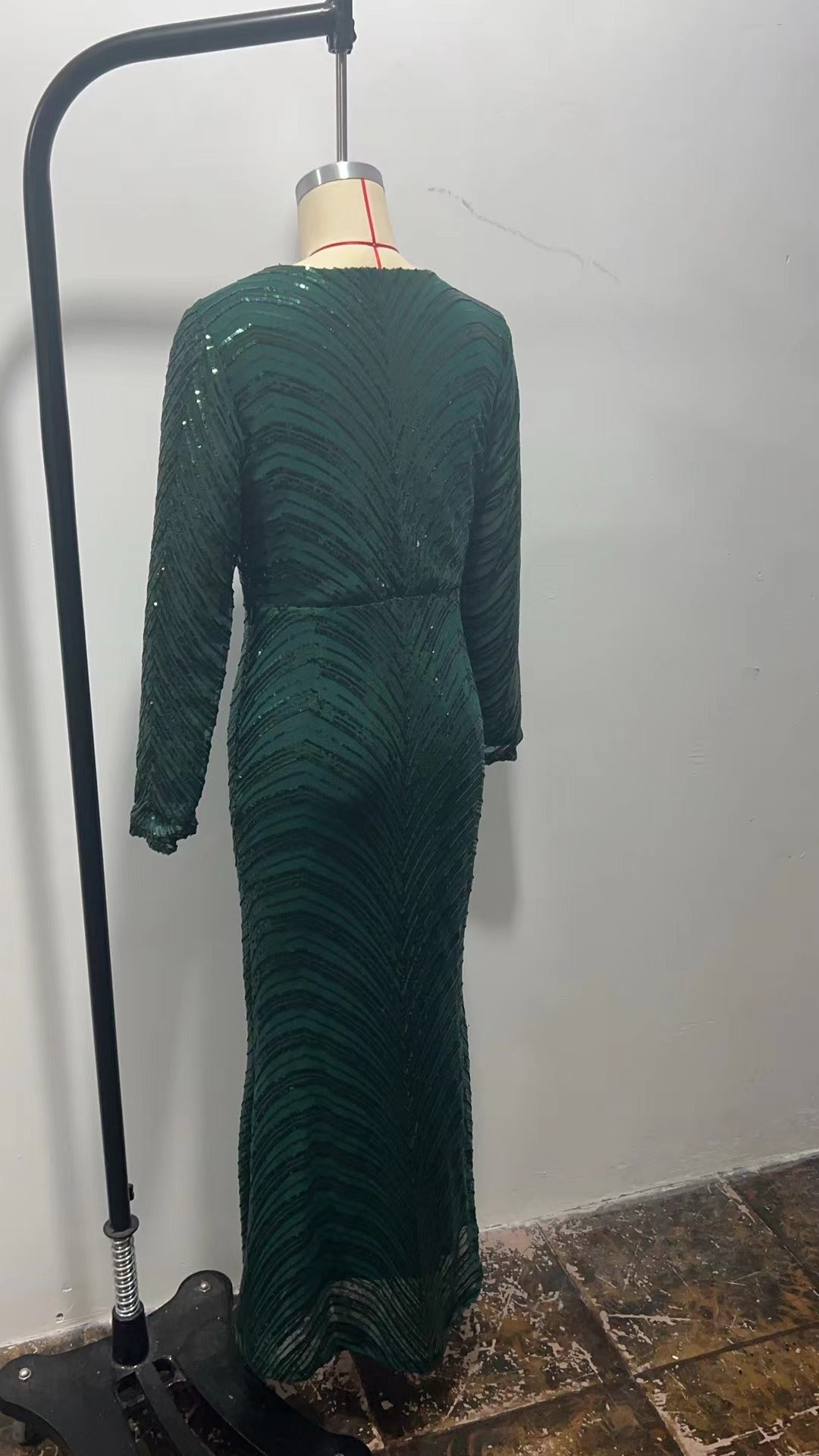 Women Sequin Elegant Formal Party Long Sleeve Evening Dress 6