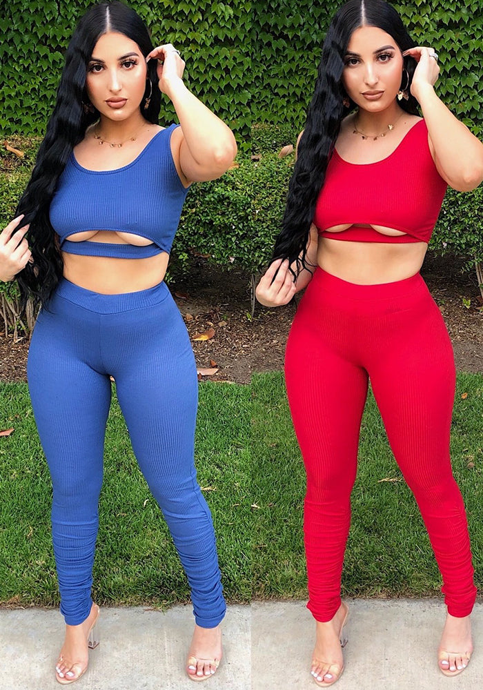 Women Sleeveless Top and Pant Two-piece Set
